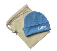 DSTNY Bonnet Naissance pour Bébé, avec Son prénom à Personnaliser, Bleu Ciel