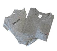 DSTNY Ensemble T-shirt adulte Homme et Body pour bébé Fille à papa et Papa d'amour Gris XL et 12-18 mois