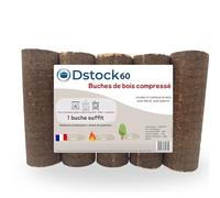 DSTOCK60-5 Bûches de Bois de hêtre compressé - Lot de 5 bûchettes de 28cm (10 kg) - 100% sciure française Non traitée - Longue Combustion 2h30 - Haute Performance énergétique (PCI 4,6 kWh/kg)