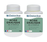 DSTOCK60 - Acide oxalique sel d’oseille - nettoie métaux & bois anciens - 400 g - Fabrication française - x2