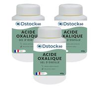 DSTOCK60 - Acide oxalique sel d’oseille - nettoie métaux & bois anciens - 400 g - Fabrication française - x3
