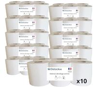 DSTOCK60 - Bobines Essuie-Mains à Dévidage Central - Papier 2 Plis - 450 Feuilles 20x20 cm - Ø17cm - Mandrin Prédécoupé 6,5cm - Rouleau Hauteur 20cm (x 10 colis = 60 rouleaux)