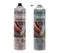 DSTOCK60 - Décolle étiquettes 400 ml, lot de 2 dissolvants adhésifs avec et sans pinceau, aérosol - spray pour décoller les étiquettes, élimine étiquettes, colles et résidus rapidement