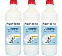 DSTOCK60 - Détartrant liquide - 1L - Élimine le calcaire et le tartre - Compatible cafetières électroniques, fers à repasser et nettoyeurs vapeurs - 3 bouteilles