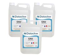 DSTOCK60 - Eau déminéralisée 5L - Fabrication Française - Haute Pureté pour Fer à Repasser, Batterie, Nettoyage, Vapeur, Aquarium - Qualité Premium (3 Bidons)