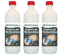 DSTOCK60 - Essence de térébenthine - 1L - Nettoyant multi-usage, entretien bois, cuir et surfaces poreuses - 3 bouteilles
