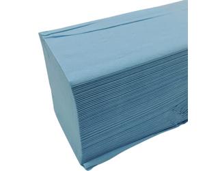 DSTOCK60 - Essuie-main enchevêtré Papier pliage en W bleu - Ouate de Cellulose - 2 épaisseurs - 22 x 35 cm - Carton de 3750 feuilles