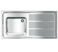 DSTOCK60 - Evier Industiel Professionnel en Acier 1200x600 mm 1 Bac Profondeur: 382 mm, Egouttoir à Droite Compatible FRANKE MAXS112-120 - 7612210025662