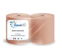 DSTOCK60 - Lot de 2 bobines industrielles 1000 formats - 2 plis pure ouate recyclée