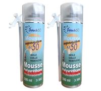 DSTOCK60 - Lot de 2 mousses expansives Manuelles - 500 ml - Mousse polyuréthane professionnelle manuelle - Isole, colle et rebouche - Extérieur et intérieur