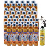 DSTOCK60 - Lot de 36 colles de montage polyuréthane + 1 pistolet + 1 nettoyant mousse - Mousse polyuréthane faiblement expansive pour le collage des panneaux isolants, rouleaux de bitume, huisseries