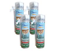 DSTOCK60 - Lot de 4 mousses expansives Manuelles - 500 ml - Mousse polyuréthane professionnelle manuelle - Isole, colle et rebouche - Extérieur et intérieur