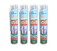 DSTOCK60 - LOT DE 4 MOUSSES EXPANSIVES MANUELLES 750ML - MOUSSE POLYURETHANE PROFESSIONNELLE - ISOLE, COLLE, REBOUCHE - EXTERIEUR ET INTERIEUR