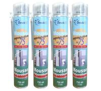 DSTOCK60 - Lot de 4 mousses expansives Manuelles- 750ml - Mousse polyuréthane professionnelle manuelle - Isole, colle et rebouche - Extérieur et intérieur