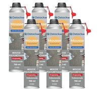 DSTOCK60 - Lot de 6 - mousse expansive polyuréthane projetable - 700 ml - avec applicateur - compatible multi-surfaces - application facile et rapide
