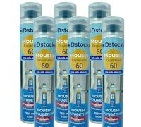 DSTOCK60 - Lot de 6 mousses expansives pistolables 750 ml - Mousse polyuréthane professionnelle - Isole, colle et rebouche - Mousse pistolable - Extérieur et intérieur