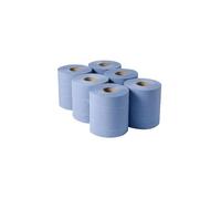 DSTOCK60 - Lot de 6 rouleaux à dévidage central - Bleu - 400 formats - Idéal pour une utilisation dans la restauration - Double