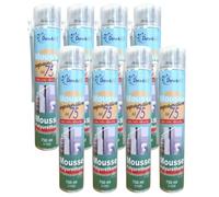 DSTOCK60 - Lot de 8 mousses expansives Manuelles - 750ml - Mousse polyuréthane professionnelle manuelle - Isole, colle et rebouche - Extérieur et intérieur
