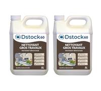 DSTOCK60 - Nettoyant gros travaux - 5L - Traitement rénovateur multi-surfaces, décapant pierres, plastique, ciment, résine - 2 bidons