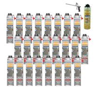 DSTOCK60 - Pack de 24 mousses expansives polyuréthanes projetables 700 ml + 1 pistolet + 1 nettoyant mousse - compatible multi-surfaces - application facile et rapide