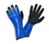 DSTOCK60 - Paire de gants de travail Rostaing 100% étanche - mi-long bleu et noir - Excellent grip - Taille 8