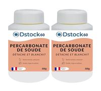 DSTOCK60 - Percarbonate de soude - 500g - Détachant et blanchissant - Préserve la blancheur des tissus - x2