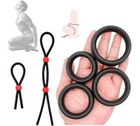 Dstymkler 3 pcs Bague en Silicone Anneau de Couple Noir Homme renforce l'anneau avec 2 Cordes de Liaison en Silicone pour Le Rendre Plus performant et Plus Long