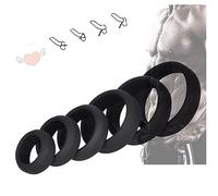 Dstymkler Ensemble de bague en silicone pour hommes fun, bague souple élastique, bague de promesse, bague pour couples - 6 pièces, noir