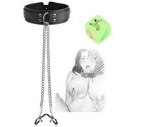 Dstymkler Funny Love collier en cuir avec pince à broche et chaîne, noir