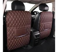 DSWERMG 2 Pièces Voiture Protège de Kick Mat pour Skoda Karoq, Coussin de Protection Siège Anti-Coup Pied, Accessoires Voiture,Coffee-Long