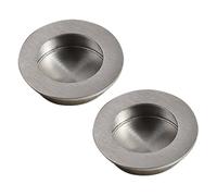 DSWZLQDXB Paquet de 2 Poignée encastrée circulaire dissimulée Poignées en Acier inoxydable 304 à Porte Coulissantes Boutons Cachée pour Porte Coulissante Armoire Placard Tiroir (50mm,Brushed)
