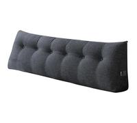 DSXH Coussin Compensé Triangulaire, Support Lombaire Gros Oreiller Cale Dos, Coton et Lin, Coussin de Lecture pour Lit, Oreiller De Lecture, Amovible (Gris Foncé- 180x50x20 cm -Coton et Lin)