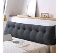 DSXH Coussin Compensé Triangulaire, Support Lombaire Gros Oreiller Cale Dos, Coton et Lin, Coussin de Lecture pour Lit, Oreiller De Lecture, Amovible (Gris Foncé- 200x50x20 cm -Coton et Lin)