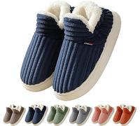 DSXH Pantoufles en mousse à mémoire de forme pour femmes, pantoufles rétro antidérapantes et confortables en peluche, pantoufles d'hiver chaudes et pelucheuses pour la maison,Blue 40/41