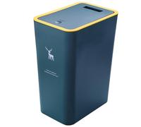 DSXH Poubelle de table avec couvercle, en plastique, 15 litres, poubelle portable, pour cuisine, coiffeuse, chambre, comptoir (34 cm x 25,5 cm x 17,5 cm) (bleu)