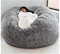 DSXH Pouf Géant Immense, Beanbag (sans Remplissage) Meubles de Salon Party Lavable Pouf Poire Fauteuil Poire Housse de-(Color：Gris Clair,Size：6FT)