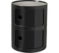 DSXH Table De Chevet avec Tiroirs Et Porte Coulissante - Table De Chevet Ronde avec Rangement pour Chambre, Salon Ou Salle De Bain - Table D'appoint Moderne avec Coffre en Plastique（Noir,2tier）