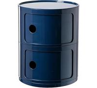 DSXH Table De Chevet avec Tiroirs Et Porte Coulissante - Table De Chevet Ronde avec Rangement pour Chambre, Salon Ou Salle De Bain - Table D'appoint Moderne avec Coffre en Plastique（Bleu,2tier）