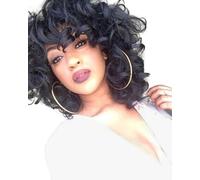 DSY court bouclés crépus Perruques pour femme noire Fluffy ondulé Noir Perruque de cheveux synthétiques Aspect naturel Costume d'Halloween Perruques résistant à la chaleur des Perruques Perruque avec Z014