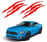 DSYCAR 2 Pcs Marques De Griffes Autocollant Stickers Découpé À La Main Monster Claws Scratch Autocollant De Phare Autocollant Halloween Fit Universel (Rouge)