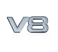 DSYCAR 3D Métal De Voiture Décoration Métal Adhésif V8 Camion De Voiture Badge Emblème Autocollant pour Universal Cars Moto Vélo De Voiture Style Accessoires Décoratifs (V8-Argent)