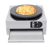 DSYOGX Appareil à crêpes en acier inoxydable - Plaque à crêpes - 3000 W - Panneau chauffant extra large avec 40 cm de diamètre - Pour restaurants, snacks, cafés, etc