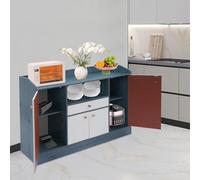 DSYOGX Armoire de rangement de cuisine, armoire de rangement avec 1 tiroir et 5 compartiments, buffet, meuble de rangement non monté, pour ranger des objets en désordre, bleu, 110 x 30 x 80 cm