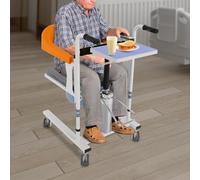 DSYOGX Fauteuil roulant hydraulique pour patient, capacité de charge de 100 kg, avec roues en TPE avec freins et siège divisé à 180°, ergonomique, pour personnes âgées, femmes enceintes, orange