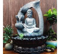 DSYOGX Fontaine d'intérieur Bouddha - Cascade - Fontaine de jardin - Avec éclairage LED - Pour la maison et le bureau - 21 x 21 x 28 cm