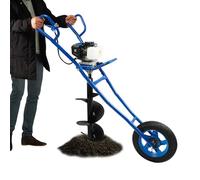 DSYOGX Tarière à essence à 2 temps avec chariot manuel 52 cm³ - Tarière monocylindre à essence - Avec tarière sans fin - Bleu