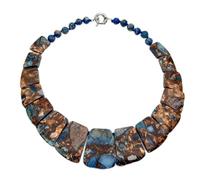 DSZUJTYROP 19'' Mixed Color Sea Sediment Imperial Jasper Graduated Necklace