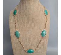 DSZUJTYROP 19x30mm Green Faceted Station Long Necklace Jewelry Femme