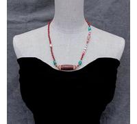DSZUJTYROP 21'' Red Coral White Pearl Dzi Agate Necklace