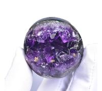 DSZUJTYROP Amethyst Crystal Cluster Geode Ball, Stone Sphere Ornament for Divination Feng Shui Home Office Decor,600-800g